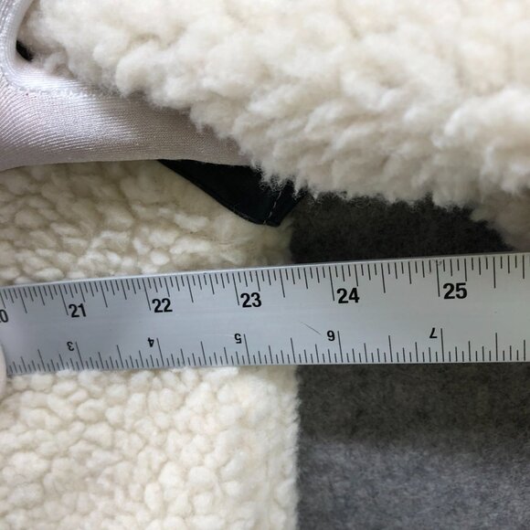 Zara Fleece Biker Jacket Womens S Ivory Faux Shearling Oversized Aviator - Picture 8 of 9